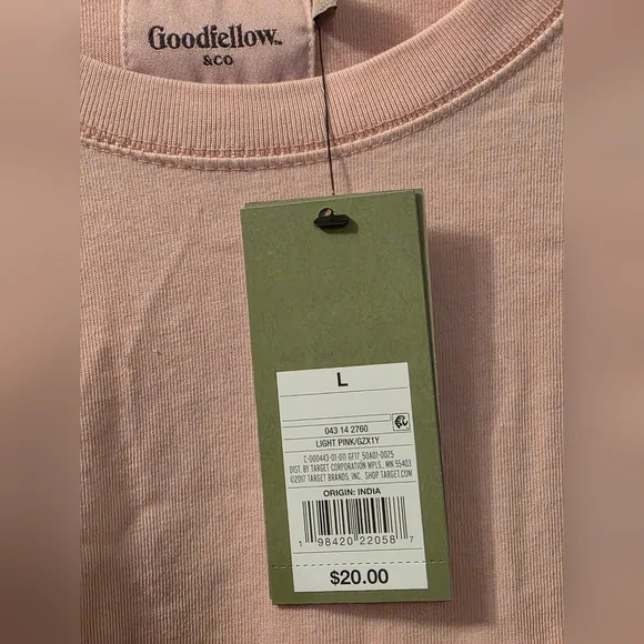 NWT Goodfellow & Co. Men's Light Pink Heavyweight Pocket T-Shirt Size L - Picture 3 of 4